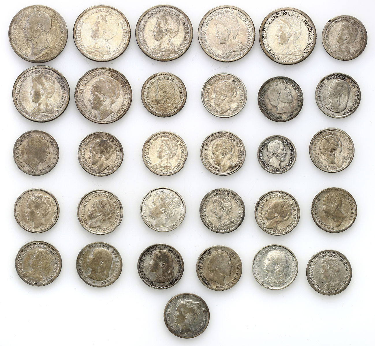 Niderlandy. 5 - 25 centów 1890-1941, zestaw 31 monet